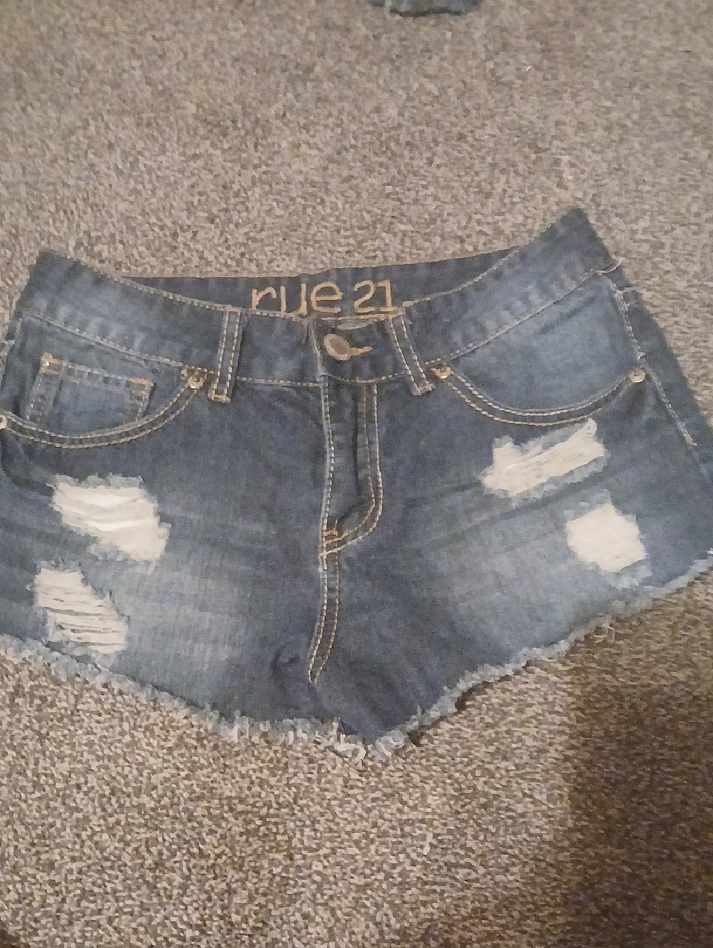Rue21 Dark Blue Distressed Denim Cutoff Shorts